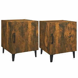 Maison Chic Lot de 2 Tables de chevet,Table de nuit,Table d'appoint pour salon Chêne fumé Bois d'ingénierie -MN76931