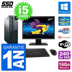 PC Lenovo M82 SFF Ecran 27" Intel i5-2400 RAM 16Go SSD 240Go Windows 10 Wifi - Occasion