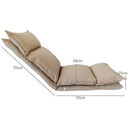 Mobili Rebecca Chaise de Sol Métal Beige Polyester Relaxante Inclinable 70x56x70