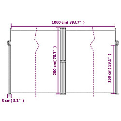 vidaXL Auvent latéral rétractable noir 200x1000 cm pas cher