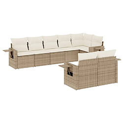 vidaXL Salon de jardin avec coussins 8 pcs beige résine tressée