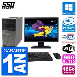 PC Tour Dell 9010 Ecran 27" Intel G630 RAM 16Go SSD 960Go Windows 10 Wifi · Occasion 