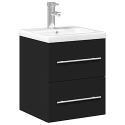 vidaXL Armoire lavabo de salle de bain avec bassin intégré noir