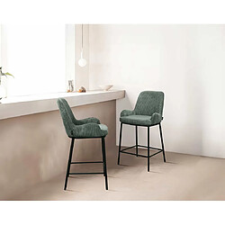 Lisa Design Salinas - lot de 2 chaises de bar - en velours côtelé - vert - H65 cm