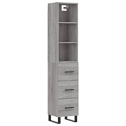 vidaXL Buffet haut Sonoma gris 34,5x34x180 cm Bois d'ingénierie