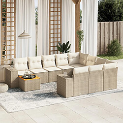 vidaXL Salon de jardin 11 pcs avec coussins beige résine tressée 