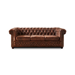 Lisa Design Winston - Canapé 3 places Chesterfield - style industriel pas cher