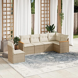 vidaXL Salon de jardin avec coussins 6 pcs beige résine tressée 