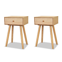 vidaXL Table de chevet 2 pcs Bois de pin massif 40 x 30 x 61 cm Marron