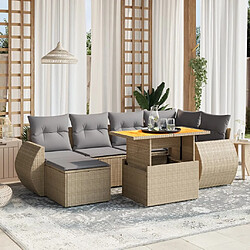 vidaXL Salon de jardin avec coussins 7 pcs beige résine tressée 