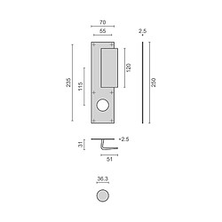 Poignée palière aluminium type Bastille trou de 36 argent - HERACLES - I-231103TR36