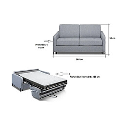 Inside 75 Canapé convertible EXPRESS BELLECOUR 120*197 cm matelas 16 cm pieds métal noir tissu gris pas cher