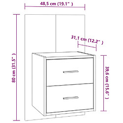 vidaXL Table de chevet murale Blanc pas cher