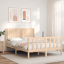 Maison Chic Cadre/structure de lit avec tête de lit pour adulte - Lit Moderne Chambre 140x190 cm bois massif -MN41708