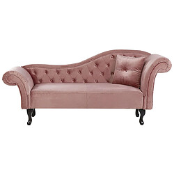 Beliani Chaise longue côté droit en velours rose LATTES