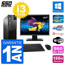 PC Lenovo M93p SFF Ecran 22" Intel i3-4130 RAM 16Go SSD 960Go Windows 10 Wifi - Occasion