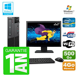 PC Lenovo M91p SFF Intel I3-2120 4Go Disque 500Go Graveur Wifi W7 Ecran 22" - Occasion