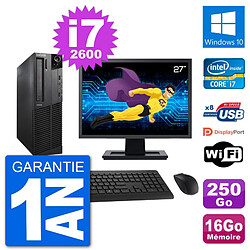 PC Lenovo M92p SFF Ecran 27" Intel i7-2600 RAM 16Go Disque 250Go Windows 10 Wifi - Occasion