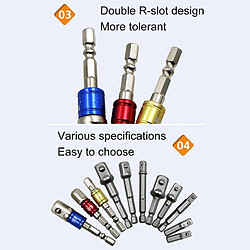 Wewoo 8 PCS / Set Barre d'extension de douille de foret hexagonale Adaptateur de de foret, 1/4 65/50/30 / 25mm, 3/8 65 / 50mm, 1/2 73 / 50mm pas cher