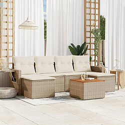 vidaXL Salon de jardin avec coussins 7 pcs beige résine tressée 