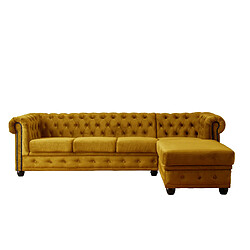 Lisa Design William - canapé Chesterfield d'angle droit - 4 places - en velours pas cher