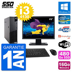 PC Lenovo M83 SFF Ecran 19" Intel i3-4130 RAM 16Go SSD 480Go Windows 10 Wifi