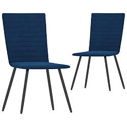 Decoshop26 Lot de 2 chaises de salle à manger cuisine design moderne velours bleu CDS020258 