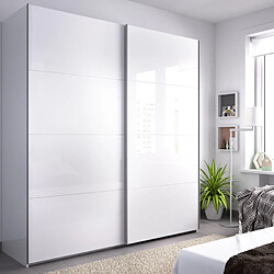 MIRAKEMUEBLE Armoire Slide 180 cm 2 portes coulissantes - Blanc brillant Brillance