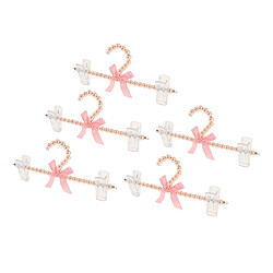 Lot de 5 cintres en plastique avec perles de perles d'imitation, 2 clips rose supports pour accrocher des noeuds en crochet de perle