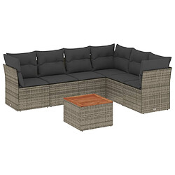 vidaXL Salon de jardin avec coussins 7 pcs gris résine tressée