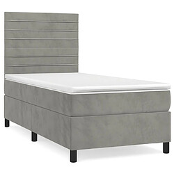 Maison Chic Lit Adulte - Lit simple Lit à sommier tapissier et matelas moelleux - Meuble de Chambre - Gris clair 100x200cm Velours -MN52621