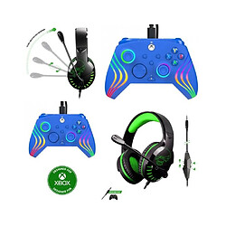 NC Casque Gamer PRO H3 SPIRIT OF GAMER XBOX ONE/S/X/PC + Manette XBOX ONE-S-X-PC Filaire AFTERGLOW WAVE BlEU LED RGB Officielle 