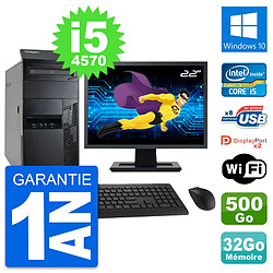 PC Tour Lenovo M93p Ecran 22" Core i5-4570 RAM 32Go Disque 500Go Windows 10 Wifi - Occasion