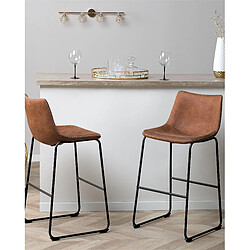 Beliani Tabouret de bar Set de 2 Tissu Marron doré FRANKS