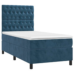 Avis Maison Chic Lit Adulte - Lit simple Lit à sommier tapissier avec matelas moelleux - Meuble de Chambre - Bleu foncé 100x200 cm -MN26927