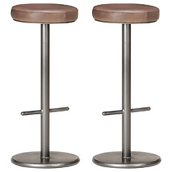 vidaXL Tabourets de bar lot de 2 marron cuir véritable 