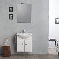 Kiamami Valentina ARMOIRE MURALE 58CM AVEC LAVABO, MIROIR ET SÉRIE EASY CHÊNE BLANC CLAIR 