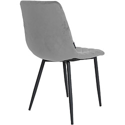 Acheter Decoshop26 Lot de 4 chaises de salle à manger en tissu velours gris pieds métal noir couture losange CDS10422