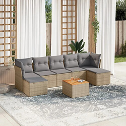 Maison Chic Salon de jardin avec coussins 8 pcs | Ensemble de Table et chaises | Mobilier d'Extérieur beige résine tressée -GKD18287