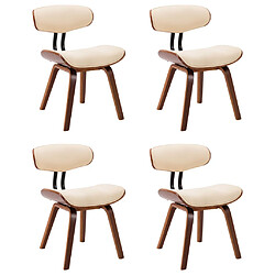 vidaXL Chaises à manger lot de 4 crème bois courbé et similicuir