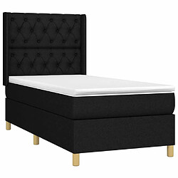 Avis Maison Chic Lit Adulte - Lit simple Lit à sommier tapissier et matelas moelleux - Meuble de Chambre - Noir 80x200 cm Tissu -MN23523