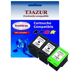 Lot de 3 Cartouches compatibles pour imprimante HP PhotoSmart 7830, 7838, 7850 (2x336+342) - T3AZUR