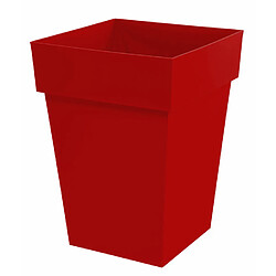 EDA Plastiques EDA Pot de fleur mi-haut carré Toscane - 39 x 39 x H 53 cm - 51 L - Rouge rubis 