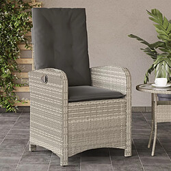 vidaXL Chaise inclinable de jardin coussins gris clair résine tressée