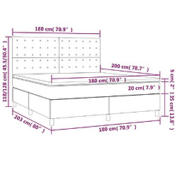 vidaXL Sommier à lattes de lit avec matelas Gris foncé 180x200cm Tissu pas cher