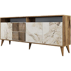 Acheter Hanah Home Buffet en aggloméré 4 portes Milan noyer et imitation marbre blanc.