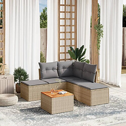 vidaXL Salon de jardin avec coussins 6pcs mélange beige résine tressée 