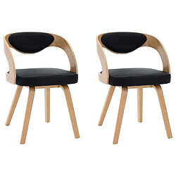 Maison Chic Lot de 2 Chaises à manger,Chaise pour cuisine,Solide Structure noir bois courbé et similicuir -MN98345