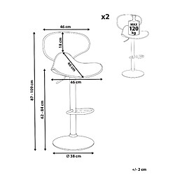 Avis Beliani Tabouret de bar Set de 2 Cuir PU Gris CONWAY