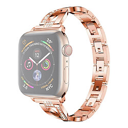 Wewoo Bracelet en acier inoxydable serti de diamants pour Apple Watch séries 5 et 4 44 mm / 3 et 2 et 1 42 mm or rose 